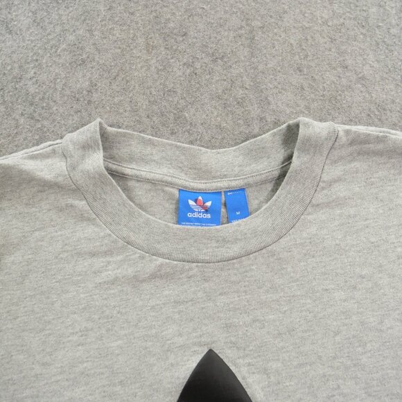 Adidas Shirt Mens Medium Gray Graphic Print Crew Neck Short Sleeve Active Gym - Picture 3 of 15